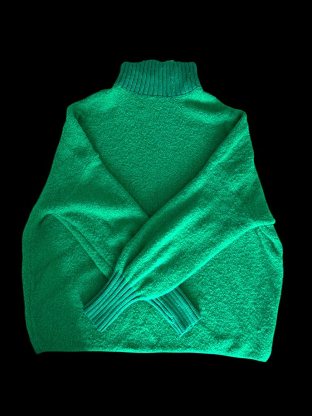 OFFLINE by Aerie Womens S Green Boucle Turtleneck Pullover Sweater Cozy Knit